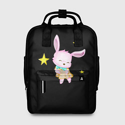 Рюкзак женский Крольчонок танцует со звёздами на чёрном фоне, цвет: 3D-принт