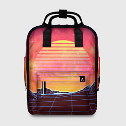 Женский рюкзак Абстрактные 3D неоновые горы на закате