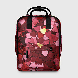 Рюкзак женский Куча разноцветных сердечек, цвет: 3D-принт
