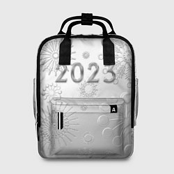 Рюкзак женский Новый год 2023 в снежинках, цвет: 3D-принт