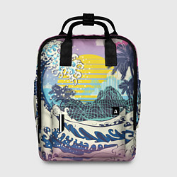 Рюкзак женский Штормовые океанские волны и пальмы, цвет: 3D-принт