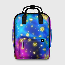 Рюкзак женский Снежинки и звезды - яркие цвета, цвет: 3D-принт