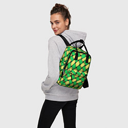 Рюкзак женский Жёлто-зелёная плетёнка - оптическая иллюзия, цвет: 3D-принт — фото 2