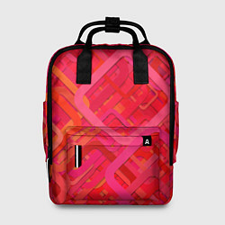 Рюкзак женский Красные абстрактные геометрические ромбы, цвет: 3D-принт
