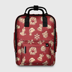 Рюкзак женский Новогоднее настроение: красно-молочный, цвет: 3D-принт