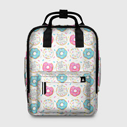 Женский рюкзак Разноцветные пончики с серым зайцем