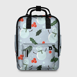 Рюкзак женский Снеговики и ягодки, цвет: 3D-принт