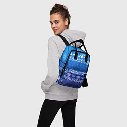 Рюкзак женский Новогодний узор на синем фоне, цвет: 3D-принт — фото 2