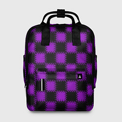 Рюкзак женский Фиолетовый черный узор Шахматка, цвет: 3D-принт