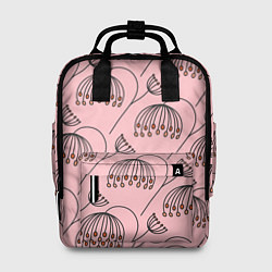 Рюкзак женский Цветы в стиле бохо на пудрово-розовом фоне, цвет: 3D-принт