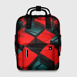 Рюкзак женский Кубы геометрии красный и чёрный, цвет: 3D-принт