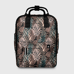 Рюкзак женский Тропический коричнево серый узор, цвет: 3D-принт
