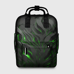 Рюкзак женский Объемные черные и зеленые линии, цвет: 3D-принт