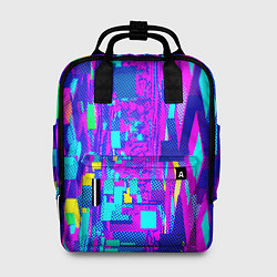 Рюкзак женский Неоновые розовые и голубые светящиеся кубики, цвет: 3D-принт