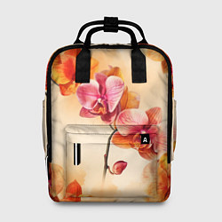 Рюкзак женский Акварельные цветы - персиковый паттерн, цвет: 3D-принт