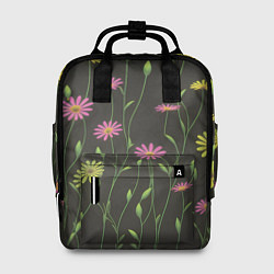 Рюкзак женский Полевые цветочки на темном фоне, цвет: 3D-принт