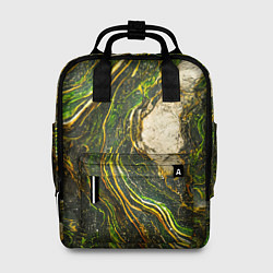 Рюкзак женский Текстура зелёного мрамора, цвет: 3D-принт