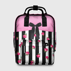 Рюкзак женский Костюм Барби: полоска с розами, цвет: 3D-принт