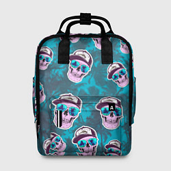 Рюкзак женский Черепа в очках и пальмы, цвет: 3D-принт
