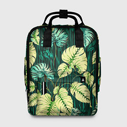 Рюкзак женский Листья узор тропический, цвет: 3D-принт