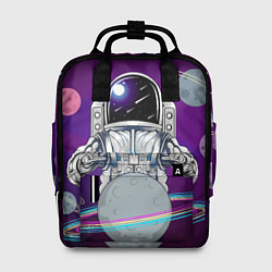 Рюкзак женский Космонавт с планетами и звездами, цвет: 3D-принт