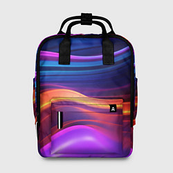 Рюкзак женский Волнистые неоновые линии, цвет: 3D-принт