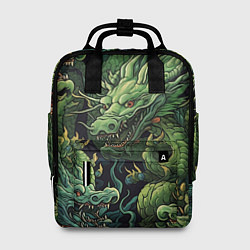 Женский рюкзак Зеленые драконы: арт нейросети