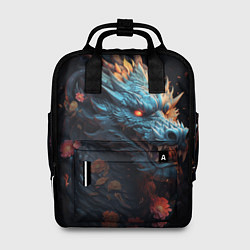 Женский рюкзак Дракон с цветами: арт нейросети