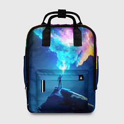 Рюкзак женский Цветной космос и горы, цвет: 3D-принт