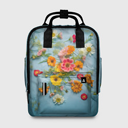 Рюкзак женский Букет полевых цветов на ткани, цвет: 3D-принт
