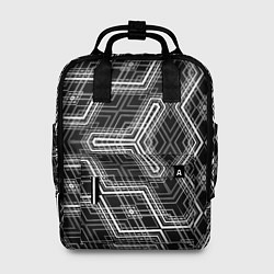 Рюкзак женский Черно-белый ассеметричный узор, цвет: 3D-принт