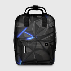 Рюкзак женский Неоновое синее свечение на черном, цвет: 3D-принт
