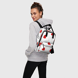 Рюкзак женский Красные сердечки на белом, цвет: 3D-принт — фото 2