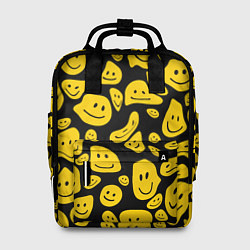 Женский рюкзак Расплывающиеся смайлы на черном