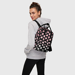 Рюкзак женский Розовые сердечки на чёрном, цвет: 3D-принт — фото 2