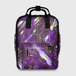 Рюкзак женский Космические кибер схемы фиолетовые, цвет: 3D-принт