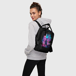 Рюкзак женский Девушка киберпанк в городе, цвет: 3D-принт — фото 2