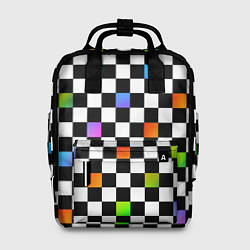 Рюкзак женский Черно-бело-радужная клетка, цвет: 3D-принт
