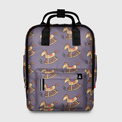 Рюкзак женский Деревянные лошадки качалки, цвет: 3D-принт