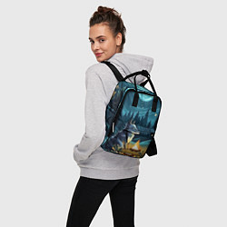 Рюкзак женский Волк у костра в стиле фолк-арт, цвет: 3D-принт — фото 2