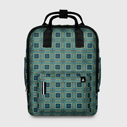 Женский рюкзак Зелёно-бежевый квадраты