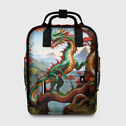 Женский рюкзак Зеленый деревянный дракон