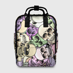 Рюкзак женский Разноцветные черепа паттерн, цвет: 3D-принт