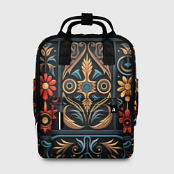 Рюкзак женский Узор с растительными элементами в славянском стиле, цвет: 3D-принт