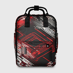 Рюкзак женский Киберпанк линии белые и красные, цвет: 3D-принт