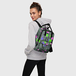 Рюкзак женский Белые полосы и разноцветные квадраты, цвет: 3D-принт — фото 2