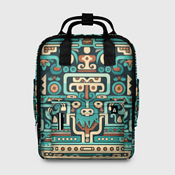 Рюкзак женский Абстрактный паттерн в ацтекском стиле, цвет: 3D-принт