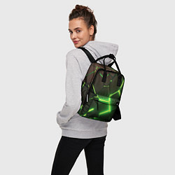 Рюкзак женский Зелёные плиты разломы атомные, цвет: 3D-принт — фото 2