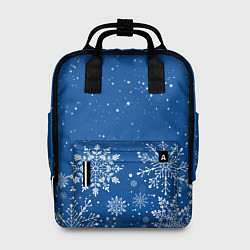 Рюкзак женский Текстура снежинок на синем фоне, цвет: 3D-принт