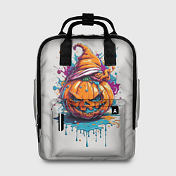 Рюкзак женский Хэллоуинская тыква в красках, цвет: 3D-принт